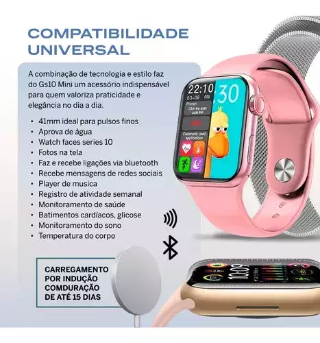 Relógio Smartwatch Gs10 Ultra Mini 2pulseiras Amoled Série10