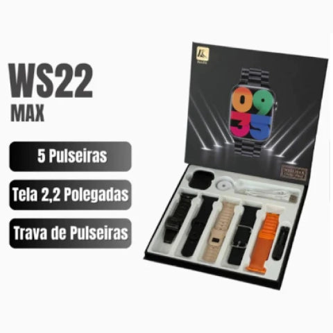 OFICIAL WS22 MAX AMOLED 47.3MM KIT 5 PULSEIRAS O QUERIDINHO DO MERCADO + CAPINHA + PELÍCULA